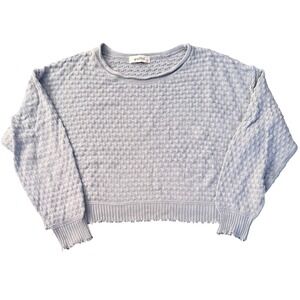 Graffiti Pastel Blue Textured Knit Cropped Sweater Juniors Size L Crop Top‎
